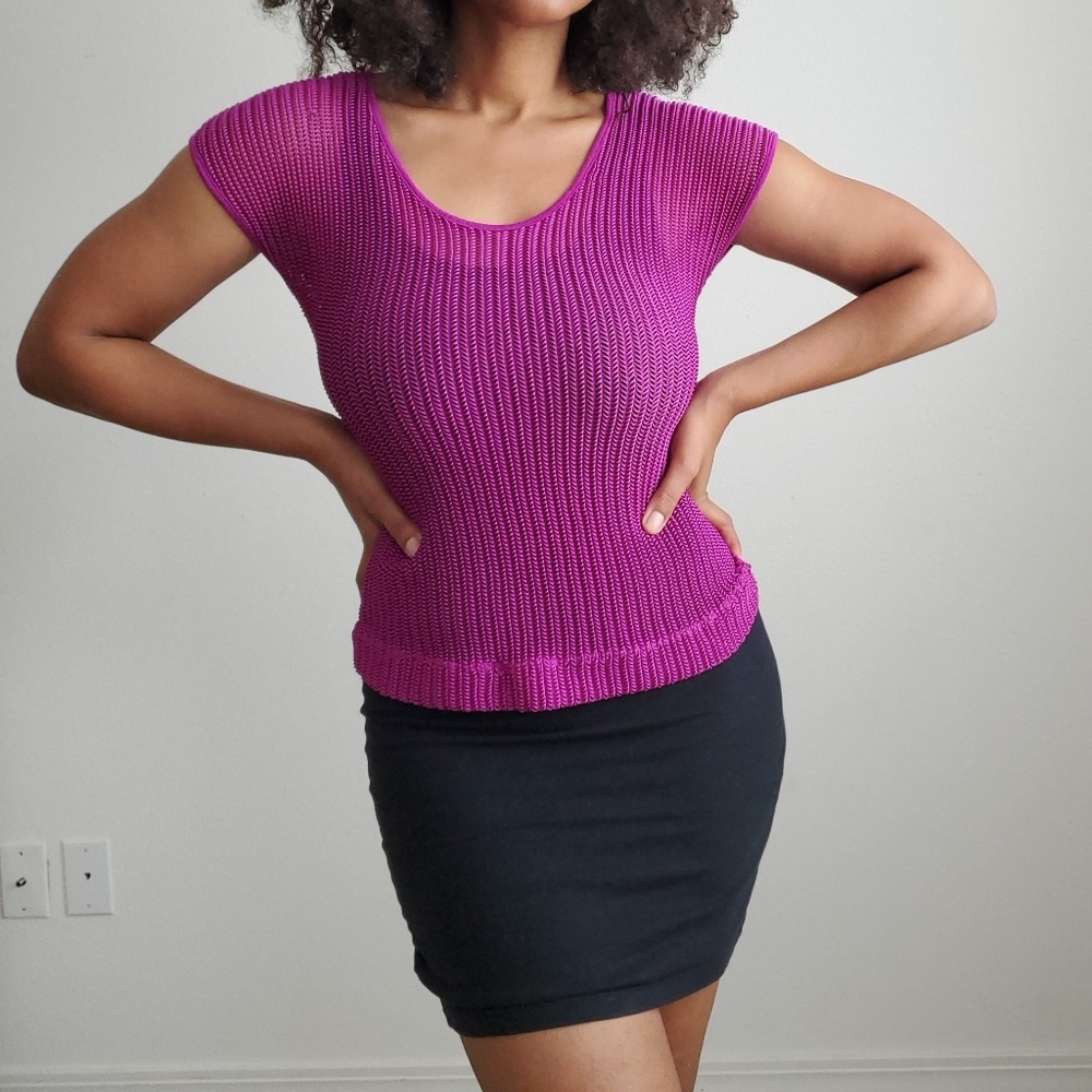 Magenta Mesh Top
